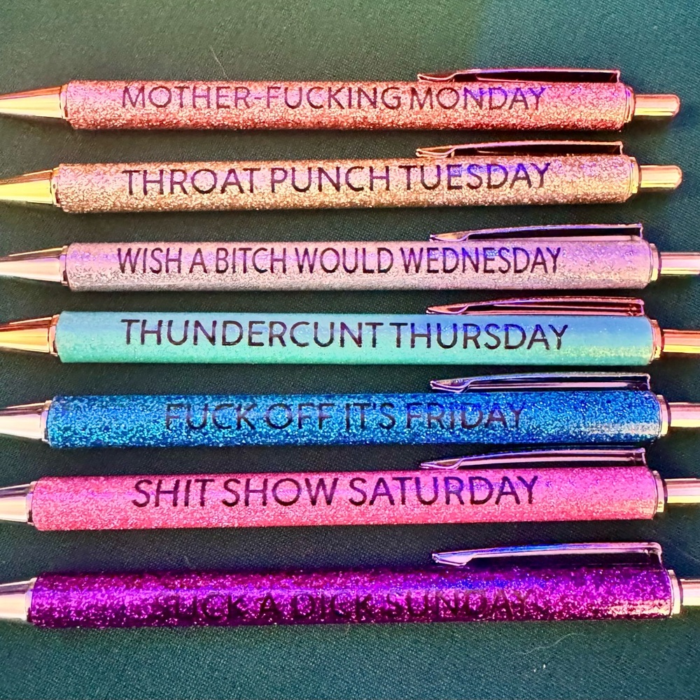 7 Adult Humor Days of the Week Pens NEW in box - Picture 3 of 3